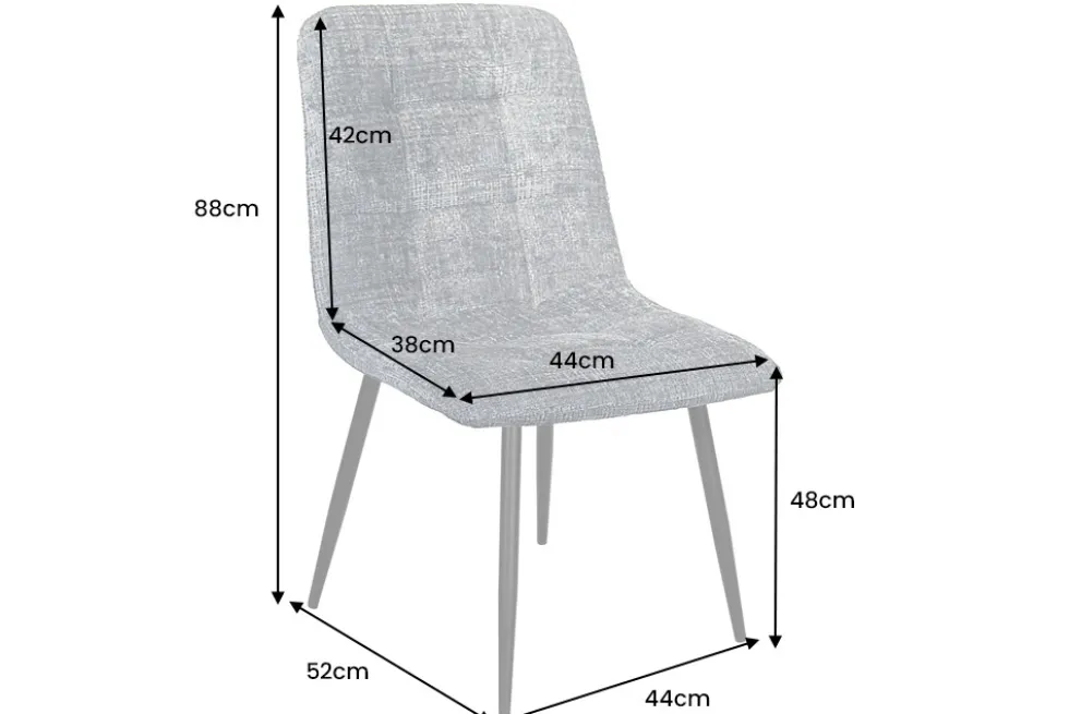 Moderner Design Stuhl TRES CHIC champagner greige Chenille Cremona schwarze Metallbeine