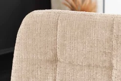 Moderner Design Stuhl TRES CHIC champagner greige Chenille Cremona schwarze Metallbeine