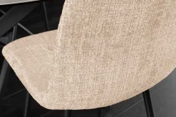 Moderner Design Stuhl TRES CHIC champagner greige Chenille Cremona schwarze Metallbeine