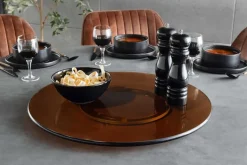 Moderner Drehteller 60cm bernstein Glas 360° drehbare Servierplatte