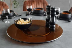 Moderner Drehteller 60cm bernstein Glas 360° drehbare Servierplatte
