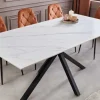 Moderner Esstisch GALAXIE 160cm weiß Keramik schwarz Metall Sterngestell