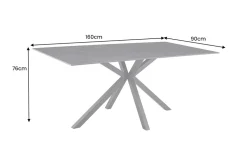Moderner Esstisch GALAXIE 160cm anthrazit Keramik schwarz Metall Sterngestell