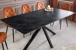 Moderner Esstisch GALAXIE 160cm anthrazit Keramik schwarz Metall Sterngestell