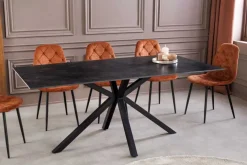Moderner Esstisch GALAXIE 160cm anthrazit Keramik schwarz Metall Sterngestell