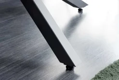 Moderner Esstisch GALAXIE 160cm weiß Keramik Marmor-Design glänzend Metallgestell schwarz
