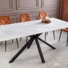 Moderner Esstisch GALAXIE 180cm weiß Keramik schwarz Metall Sterngestell