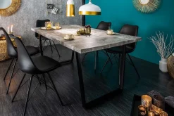 Moderner Esstisch LOFT 120cm grau Beton-Design schwarze Metallbeine Kufengestell