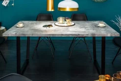 Moderner Esstisch LOFT 160cm grau Beton-Design schwarze Metallbeine Kufengestell Industrial