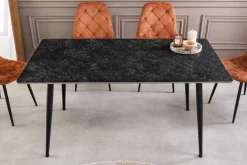 Moderner Esstisch MILANO 140cm anthrazit Keramik schwarze Metallbeine