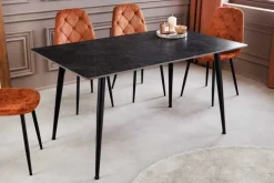 Moderner Esstisch MILANO 140cm anthrazit Keramik schwarze Metallbeine