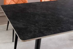 Moderner Esstisch MILANO 140cm anthrazit Keramik schwarze Metallbeine
