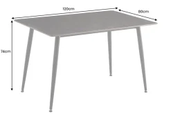 Moderner Esstisch MILANO 120cm anthrazit Keramik schwarze Metallbeine
