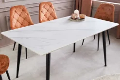 Moderner Esstisch MILANO 120cm weiß Keramik schwarze Metallbeine