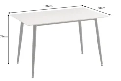 Moderner Esstisch MILANO 120cm weiß Keramik schwarze Metallbeine
