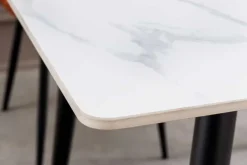Moderner Esstisch MILANO 120cm weiß Keramik schwarze Metallbeine