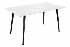 Moderner Esstisch MILANO 120cm weiß Keramik schwarze Metallbeine