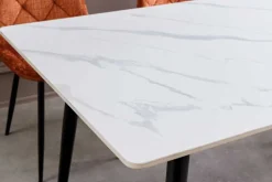 Moderner Esstisch MILANO 120cm weiß Keramik schwarze Metallbeine