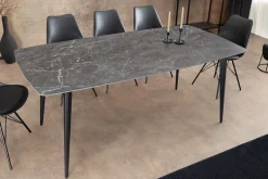 Moderner Esstisch MILANO 160cm anthrazit Keramik schwarze Metallbeine