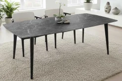 Moderner Esstisch MILANO 160cm anthrazit Keramik schwarze Metallbeine