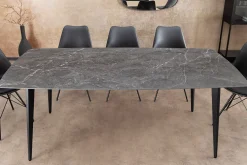 Moderner Esstisch MILANO 160cm anthrazit Keramik schwarze Metallbeine