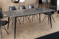 Moderner Esstisch MILANO 180cm anthrazit Keramik schwarze Metallbeine