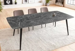 Moderner Esstisch MILANO 180cm anthrazit Keramik schwarze Metallbeine