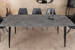 Moderner Esstisch MILANO 180cm anthrazit Keramik schwarze Metallbeine