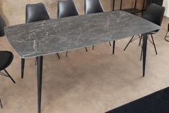 Moderner Esstisch MILANO 180cm anthrazit Keramik schwarze Metallbeine