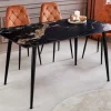 Moderner Esstisch MILANO 120cm schwarz gold sand Aurora Oro Keramik Metallgestell