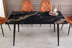 Moderner Esstisch MILANO 120cm schwarz gold sand Aurora Oro Keramik Metallgestell