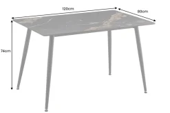 Moderner Esstisch MILANO 120cm schwarz gold sand Aurora Oro Keramik Metallgestell