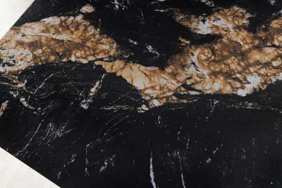 Moderner Esstisch MILANO 120cm schwarz gold sand Aurora Oro Keramik Metallgestell