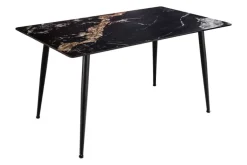 Moderner Esstisch MILANO 120cm schwarz gold sand Aurora Oro Keramik Metallgestell
