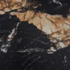 Moderner Esstisch MILANO 140cm schwarz gold sand Aurora Oro Keramik Metallgestell