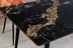 Moderner Esstisch MILANO 140cm schwarz gold sand Aurora Oro Keramik Metallgestell