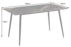 Moderner Esstisch MILANO 140cm schwarz gold sand Aurora Oro Keramik Metallgestell
