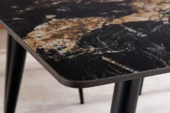 Moderner Esstisch MILANO 140cm schwarz gold sand Aurora Oro Keramik Metallgestell