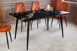 Moderner Esstisch MILANO 140cm schwarz gold sand Aurora Oro Keramik Metallgestell