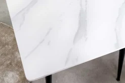 Moderner Esstisch MILANO 140cm weiß Keramik schwarze Metallbeine
