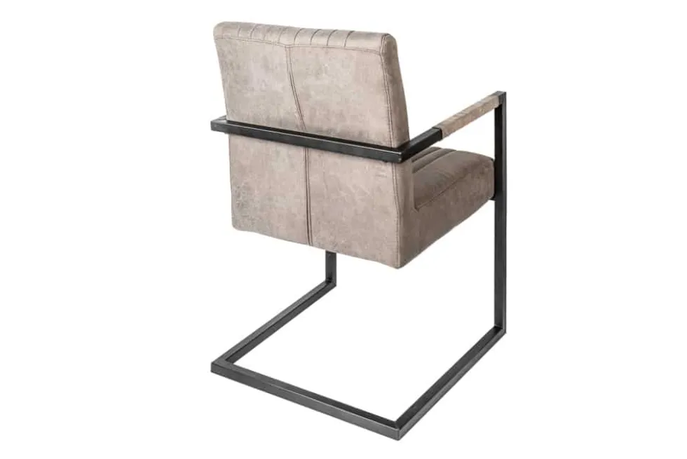 Moderner Freischwinger Armlehnenstuhl BIG ASTON taupe Taschenfederkern Eisengestell