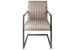 Moderner Freischwinger Armlehnenstuhl BIG ASTON taupe Taschenfederkern Eisengestell