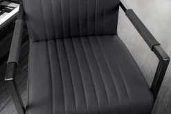 Moderner Freischwinger Stuhl BIG ASTON Echtleder schwarz Taschenfederkern Metall