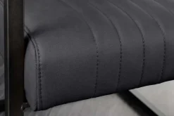 Moderner Freischwinger Stuhl BIG ASTON Echtleder schwarz Taschenfederkern Metall
