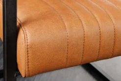 Moderner Freischwinger Stuhl BIG ASTON Echtleder vintage cognac Taschenfederkern Metall