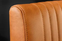 Moderner Freischwinger Stuhl BIG ASTON Echtleder vintage cognac Taschenfederkern Metall