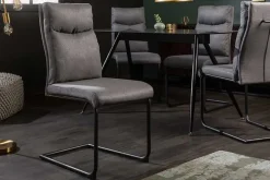 Moderner Freischwinger Stuhl COMFORT grau mit Komfortgriff