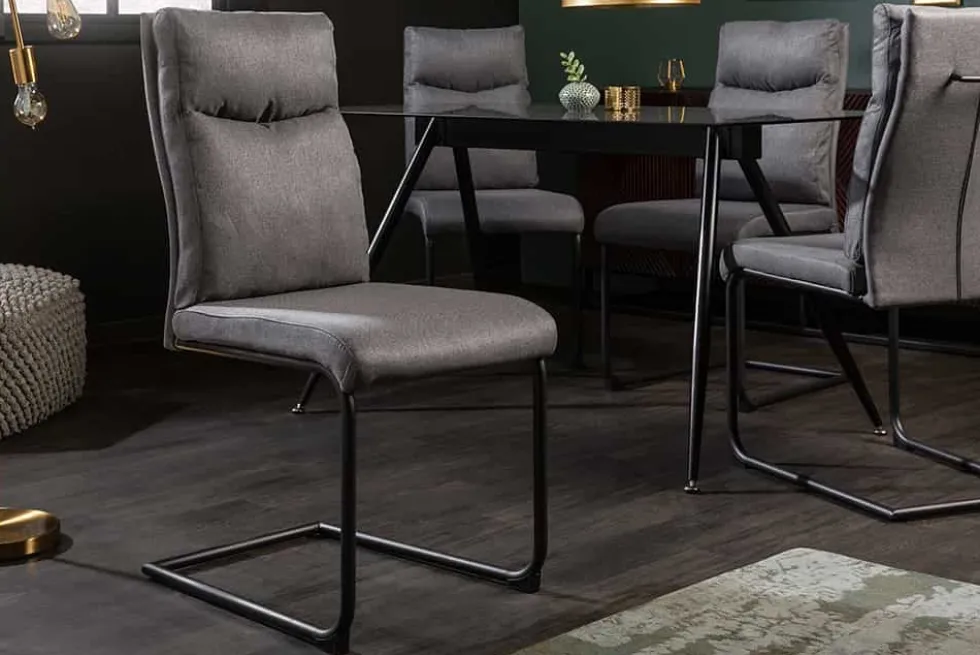 Moderner Freischwinger Stuhl COMFORT grau mit Komfortgriff