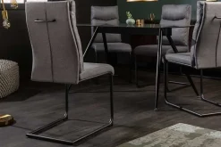 Moderner Freischwinger Stuhl COMFORT grau mit Komfortgriff