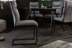 Moderner Freischwinger Stuhl COMFORT grau mit Komfortgriff